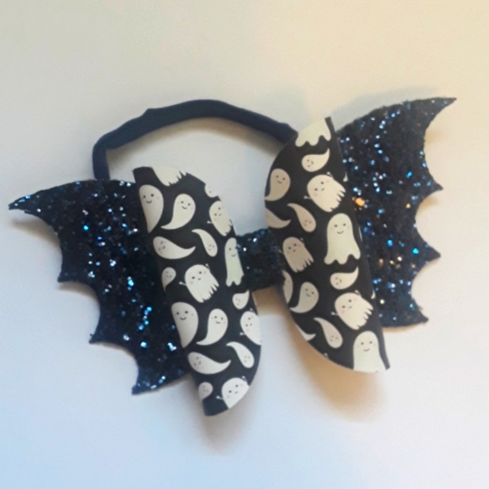 large faux leather bat bow